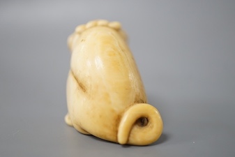 A 19th century Japanese carved ivory ‘dog’ netsuke 3cm tall